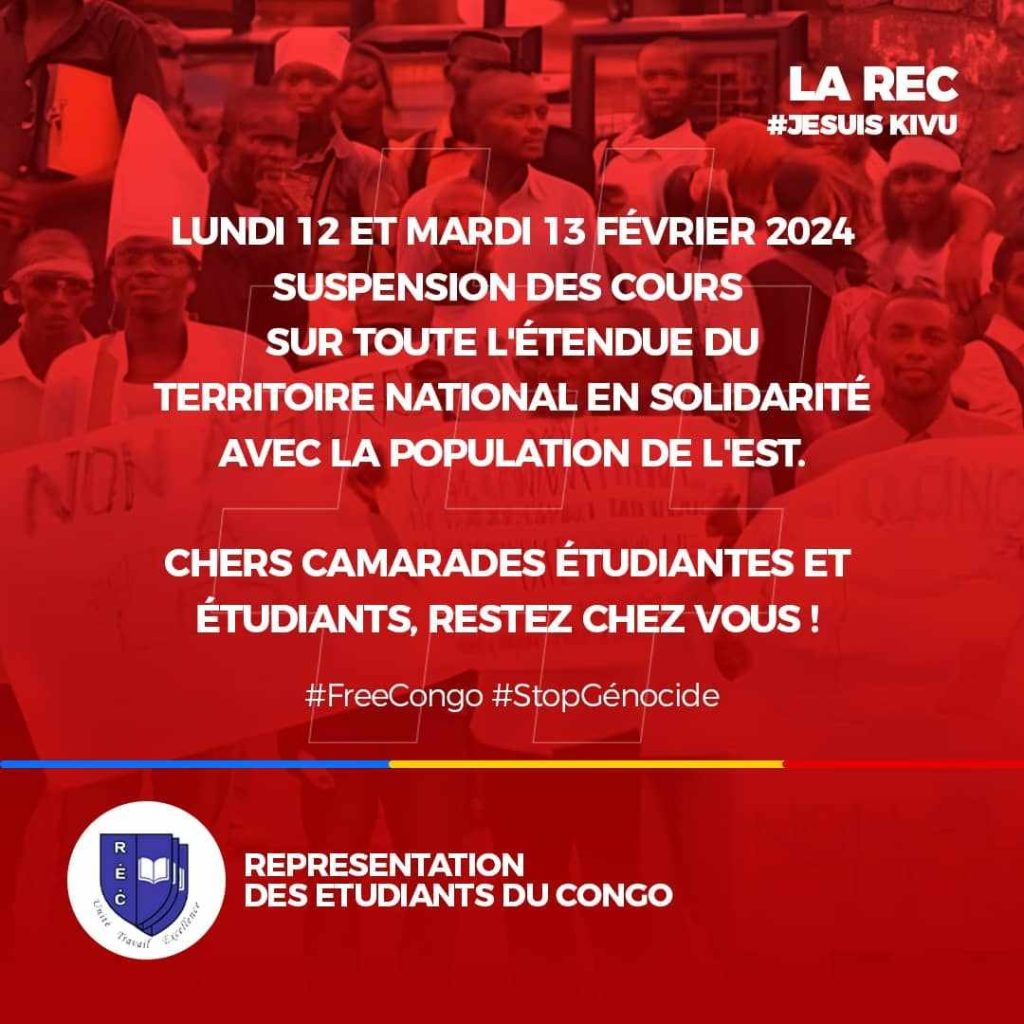 deux jours sans activités académiques pour dénoncer le génocide de l'Est de la RDC