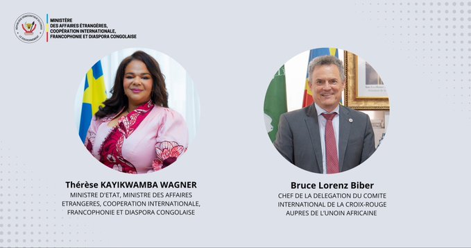 RDC : Thérèse Kayikwamba Wagner échange avec le nouveau chef de la délégation du CICR sur la situation humanitaire dans l’Est Kayikwamba et Bruce Lorenz